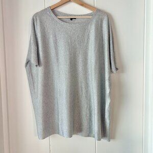 Lightweight, Flowy, Metallic Eileen Fisher short sleeve sweater size L